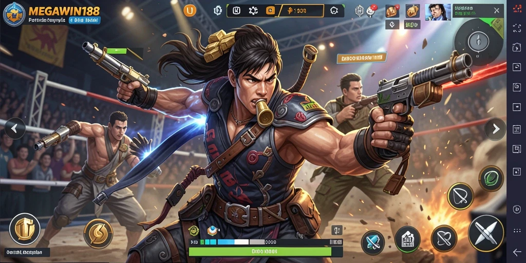 Gameplay seru di <strong>MEGAWIN188</strong> dengan pertempuran Battle Royale yang intens.