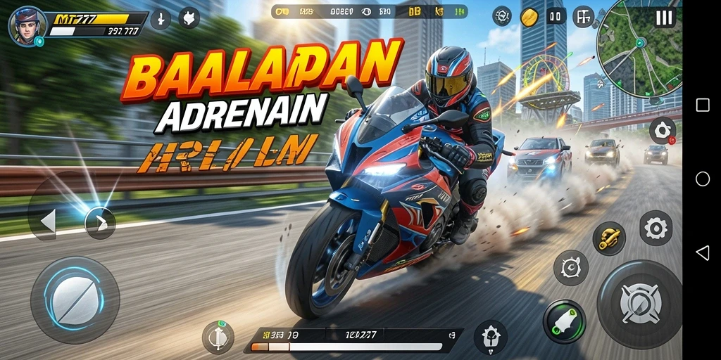 Tampilan balapan seru dengan motor kencang