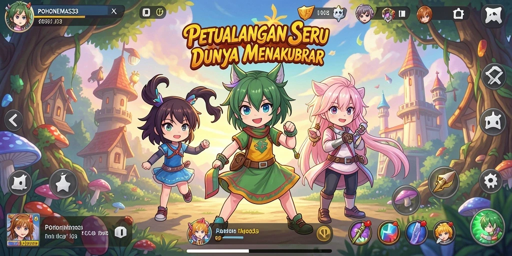 Tampilan menakjubkan dari gameplay Anime POHONEMAS33.