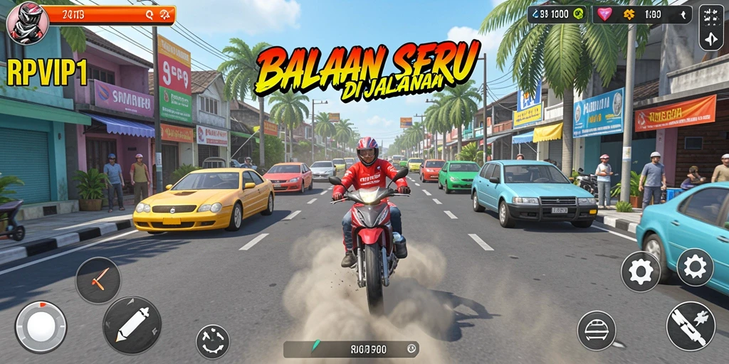 Screenshot RPVIP1 menampilkan aksi balapan yang mendebarkan.