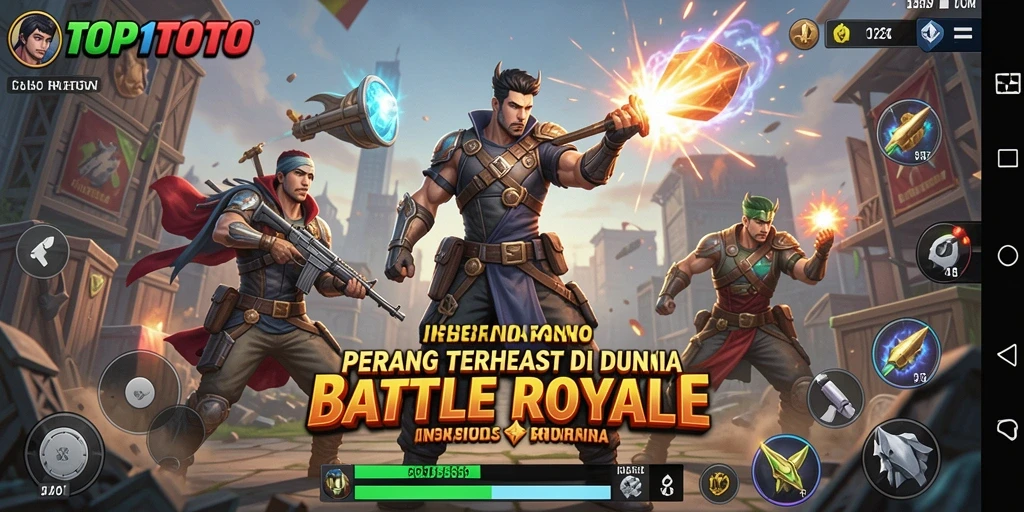 Gameplay intens dalam pertarungan Battle Royale di TOP1TOTO.
